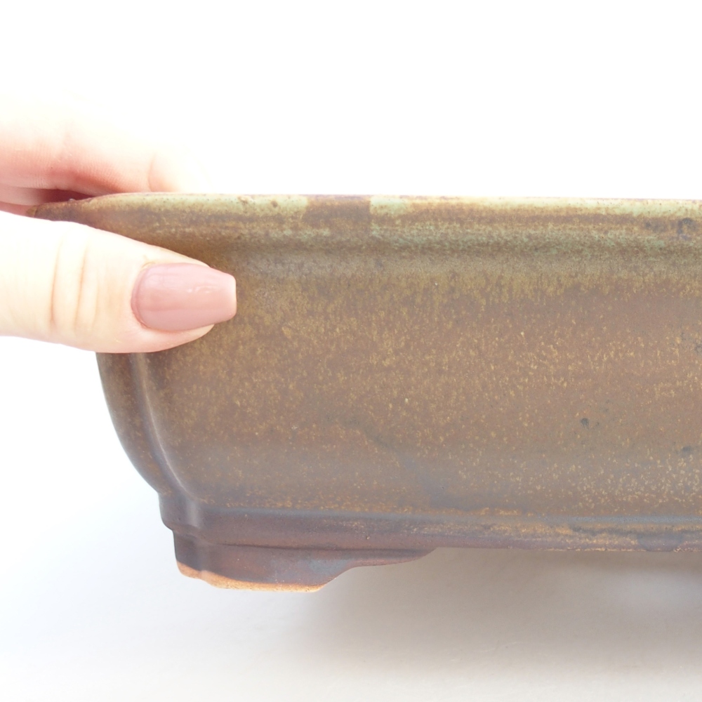 Keramická bonsai miska 28 x 22,5 x 7 cm, barva zelenohnědá