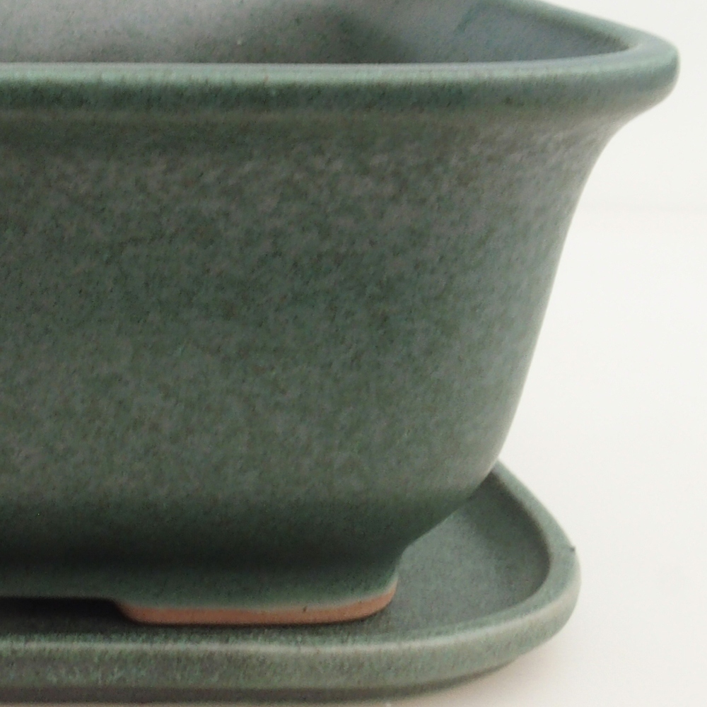 Bonsai miska + podmiska H36 - 17 x 15 x 7,5 cm. - zelená