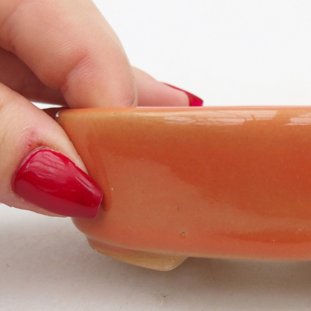 Keramická bonsai miska 9,5 x 8 x 3 cm, barva oranžová