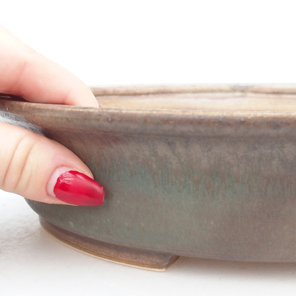 Keramická bonsai miska 26,5 x 24 x 5,5 cm, barva zelená