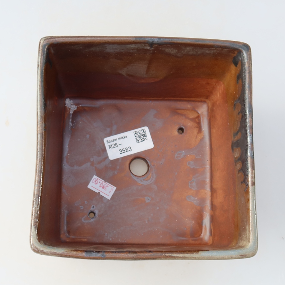 Keramická bonsai miska 15,5 x 15,5 x 11 cm, barva hnědá