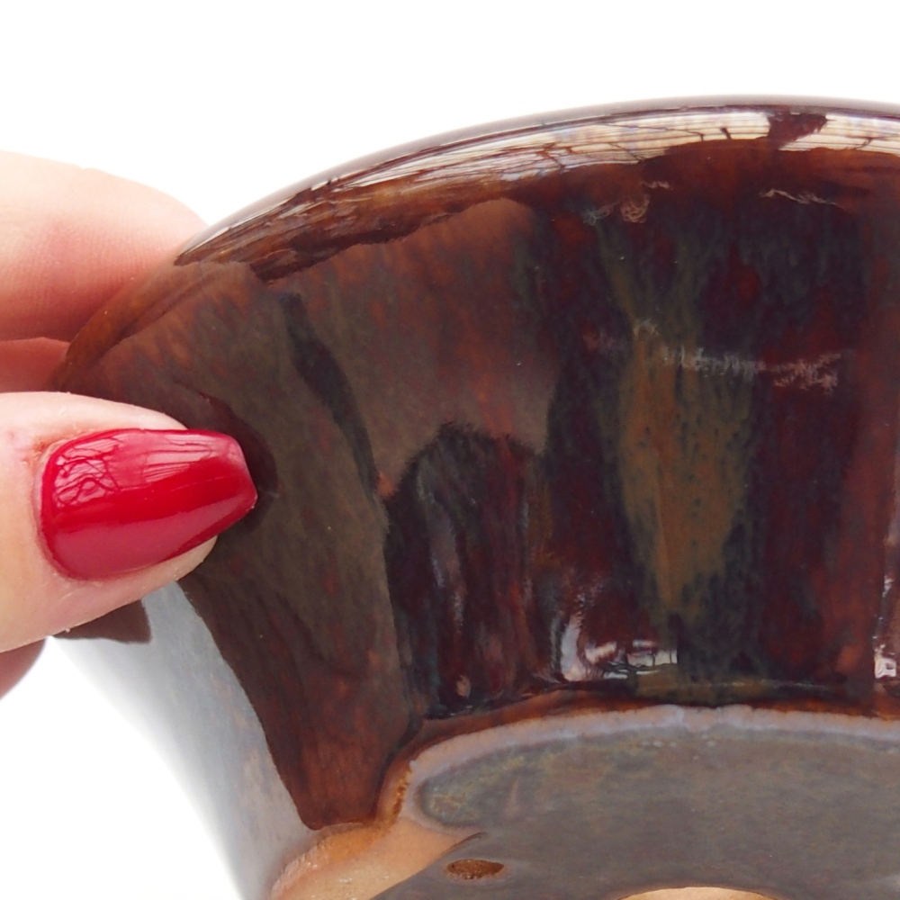 Keramická bonsai miska 13,5 x 13,5 x 5 cm, barva hnědá