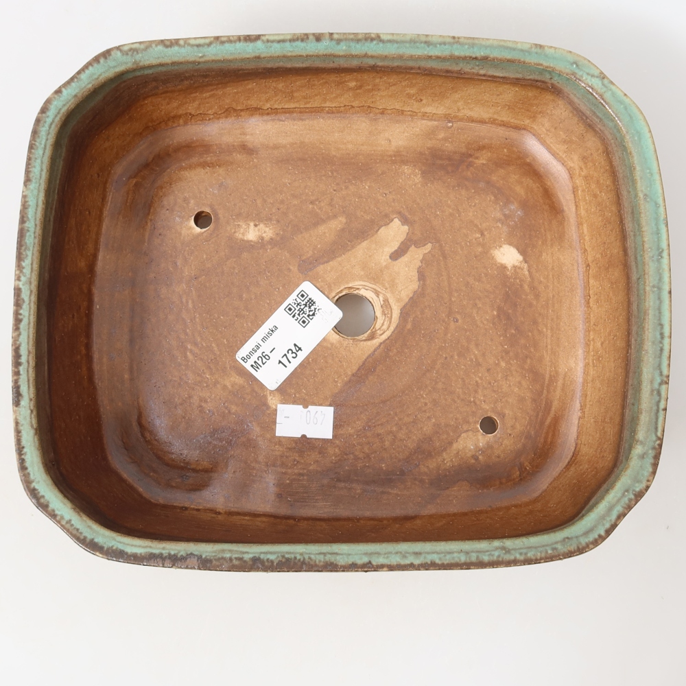 Keramická bonsai miska 21,5 x 18 x 6 cm, barva zelená