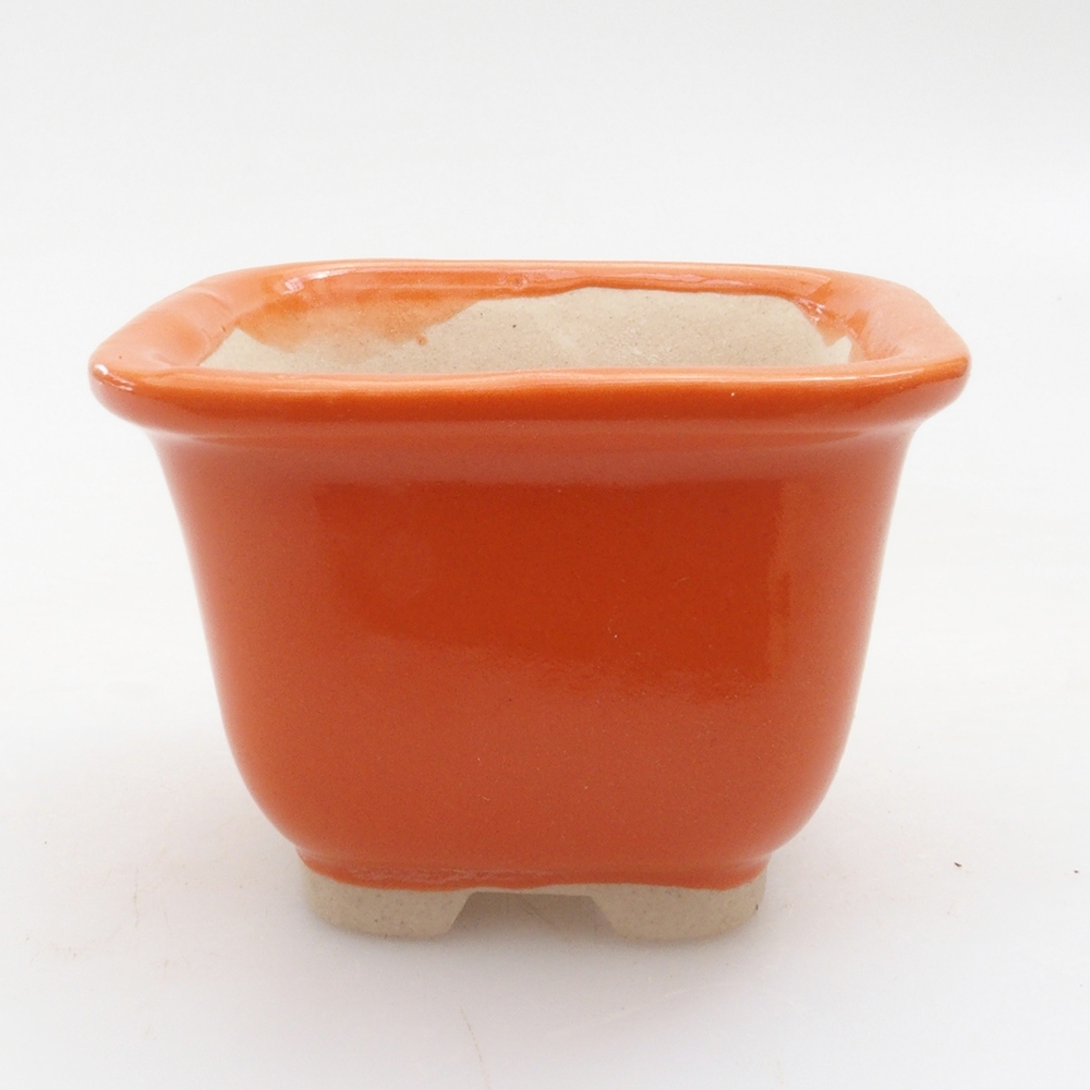 Mini bonsai miska 6 x 6 x 4,5 cm, barva oranžová