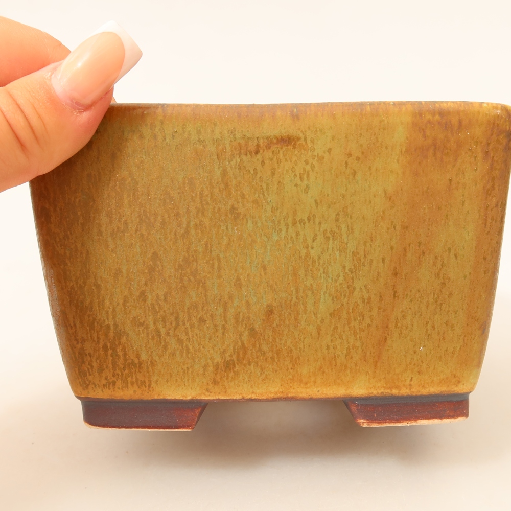 Keramická bonsai miska 13 x 13 x 8 cm, barva zelená