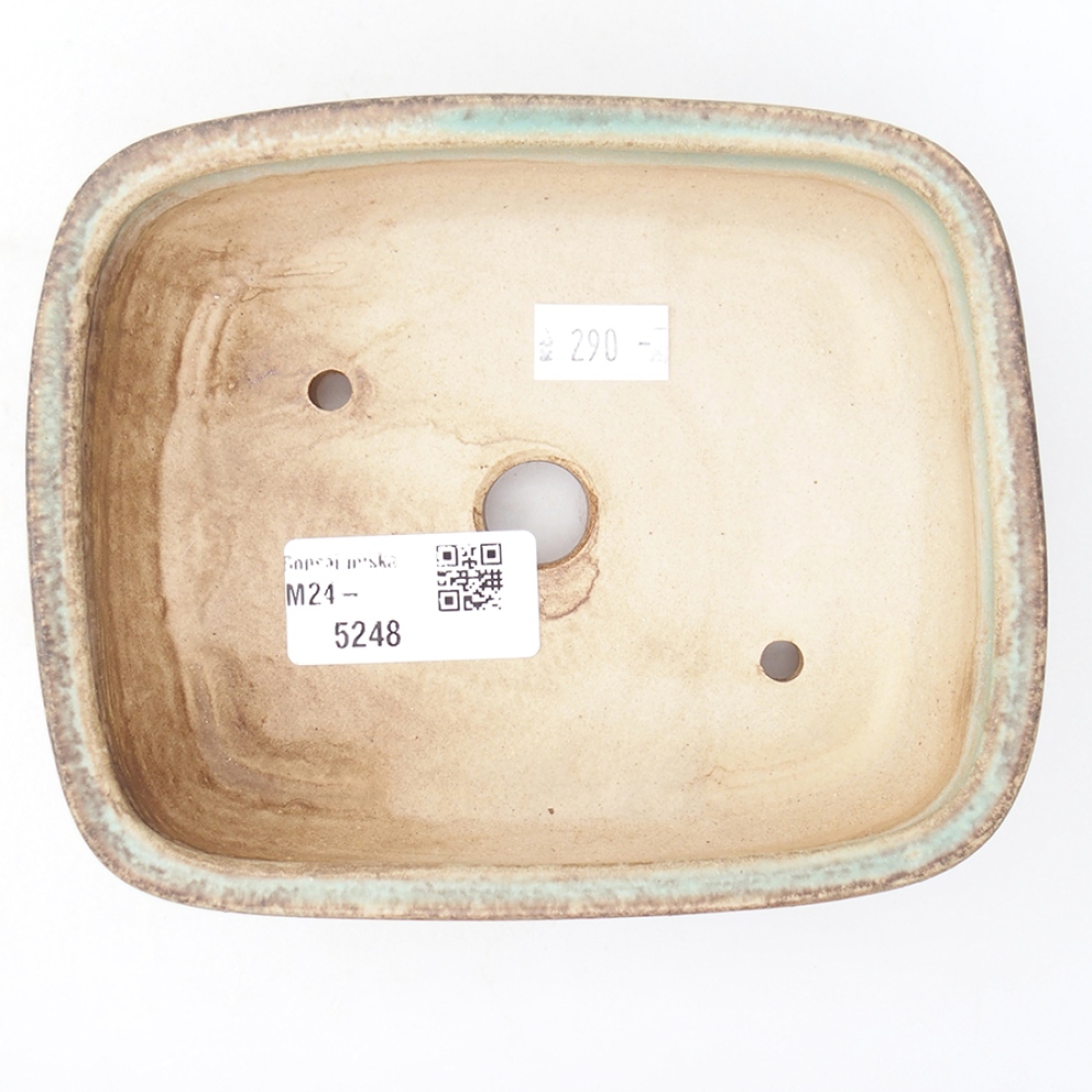 Keramická bonsai miska 14,5 x 11,5 x 4 cm, barva zelená