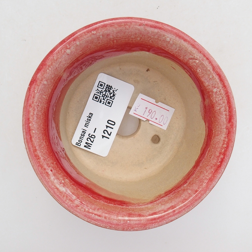 Keramická bonsai miska 9 x 9 x 5 cm, barva červená