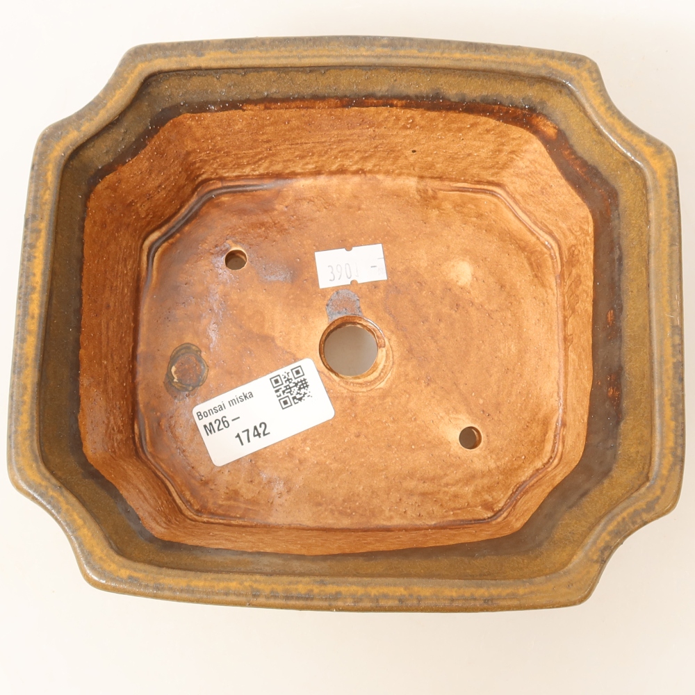 Keramická bonsai miska 18 x 15 x 6 cm, barva hnědá