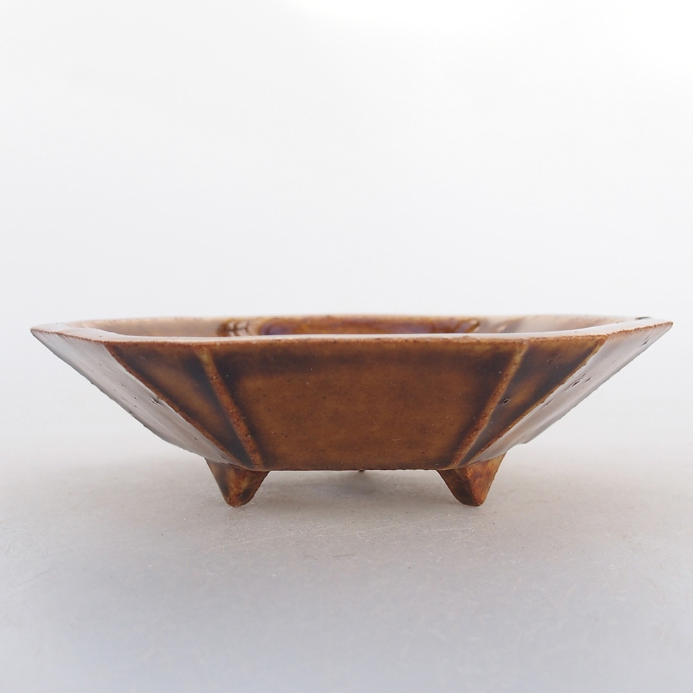 Keramická bonsai miska 8,5 x 8 x 2,5 cm, barva hnědá