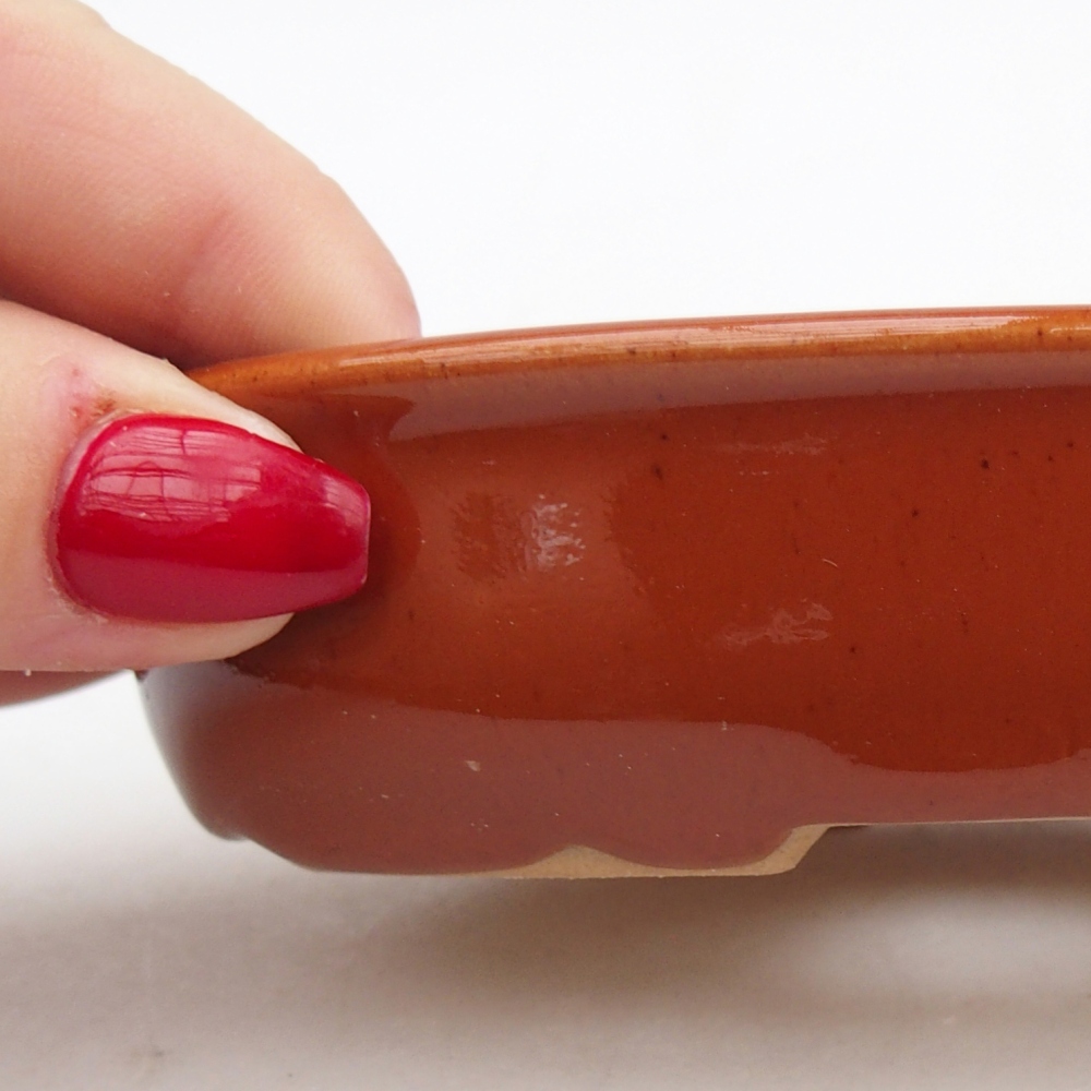 Keramická bonsai miska 12 x 8,5 x 3 cm, barva hnědá