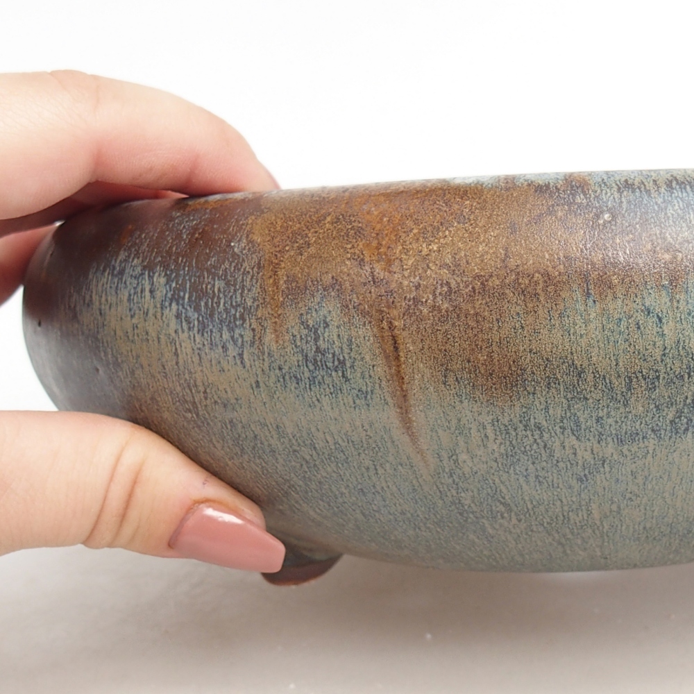 Keramická bonsai miska 21 x 21 x 7 cm, barva modrošedá