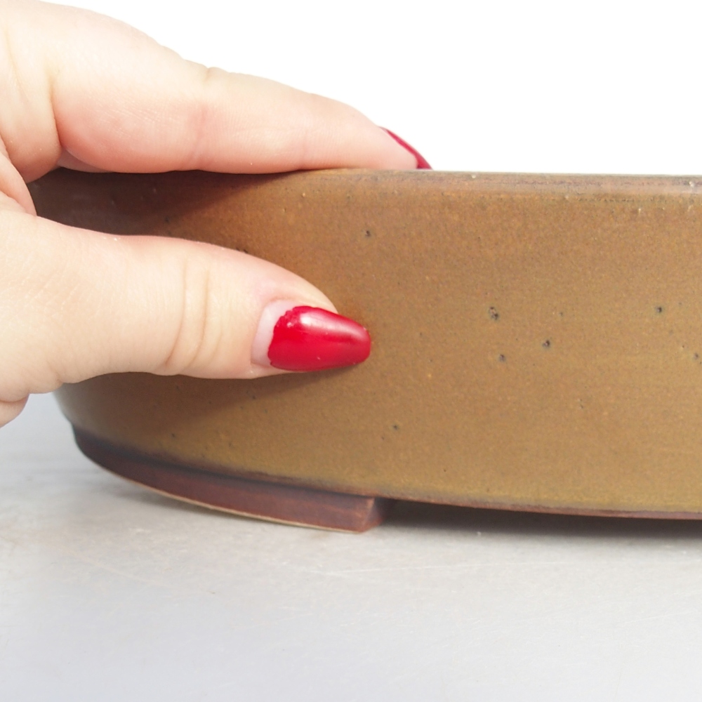 Keramická bonsai miska 31,5 x 28,5 x 6,5 cm, barva hnědá