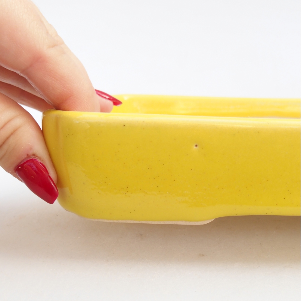 Keramická bonsai miska 18,5 x 13,5 x 3,5 cm, barva žlutá