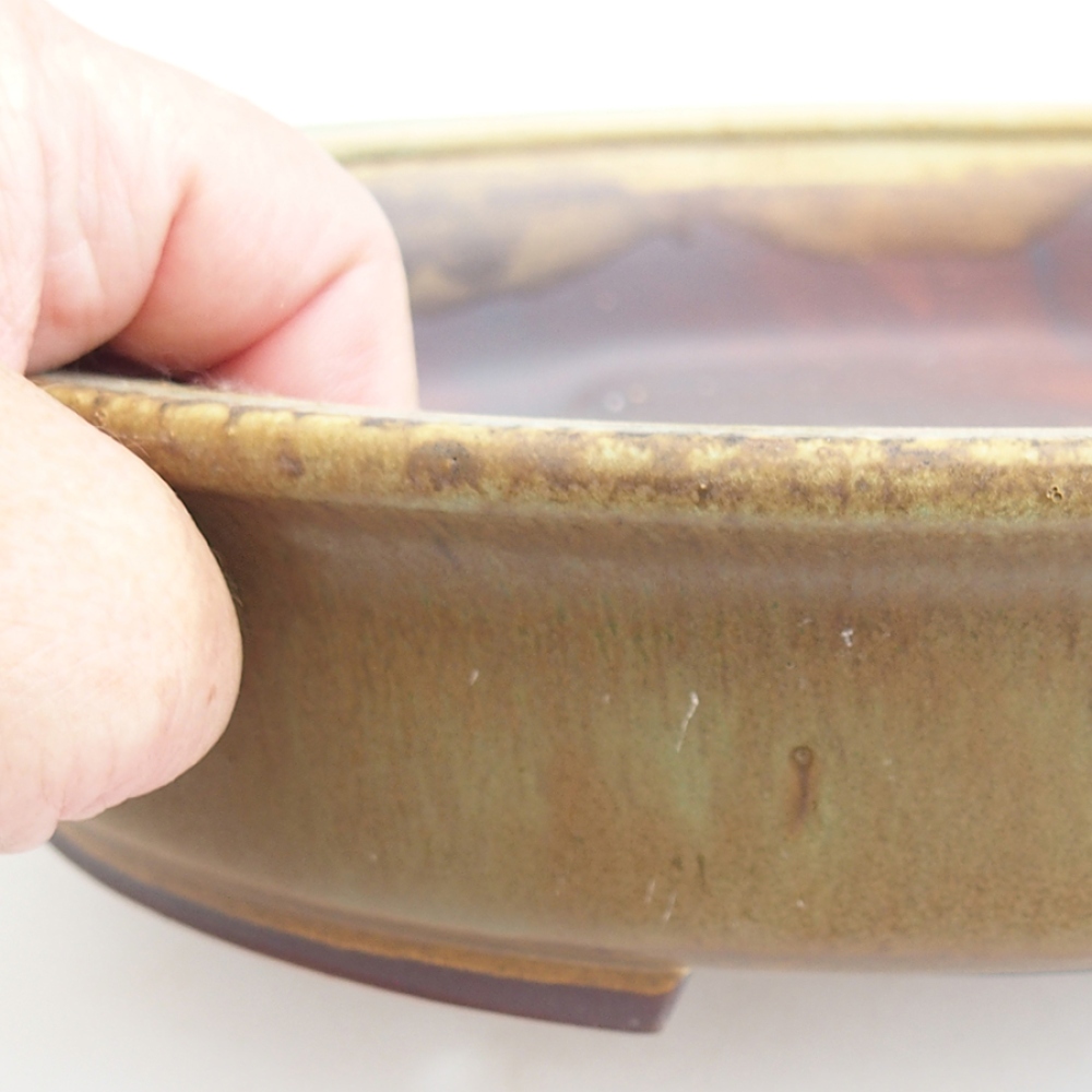 Keramická bonsai miska 25,5 x 23 x 5,5 cm, barva zelená