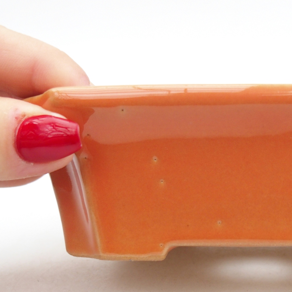 Keramická bonsai miska 13 x 10,5 x 4 cm, barva oranžová