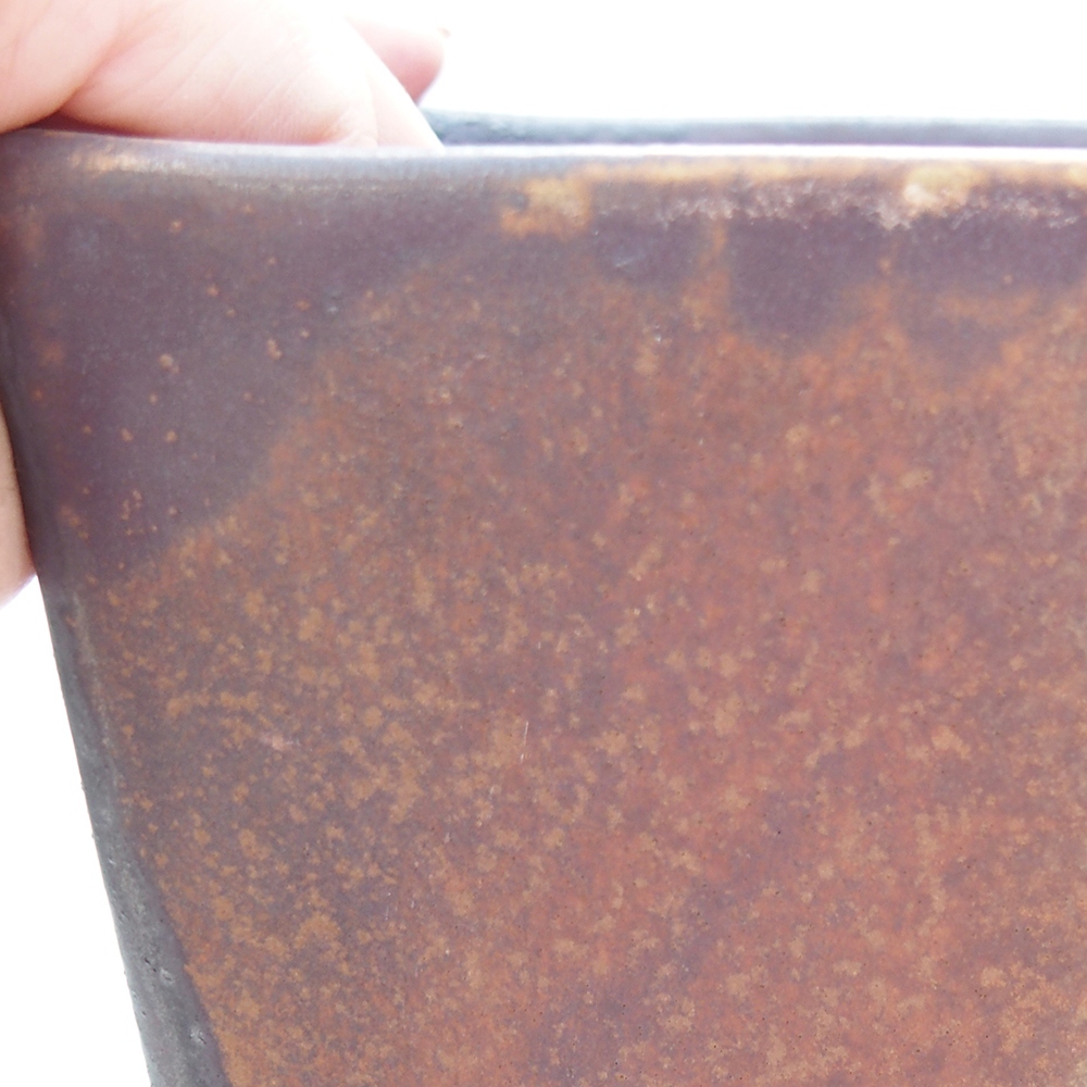 Keramická bonsai miska 15 x 15 x 19 cm, barva hnědozelená