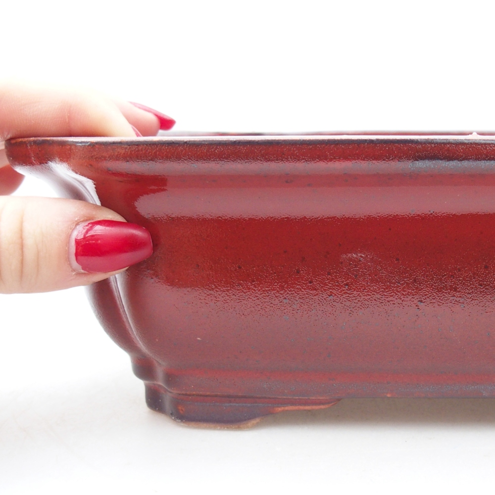 Keramická bonsai miska 28 x 22 x 7 cm, barva červená