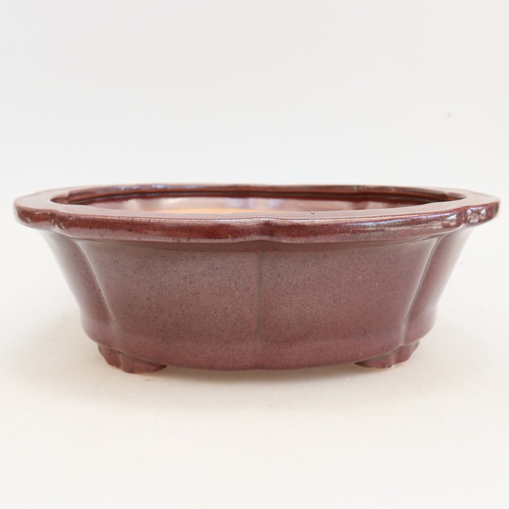 Keramická bonsai miska 26 x 26 x 8 cm, barva vínová