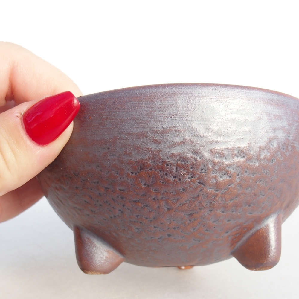 Keramická bonsai miska 10 x 10 x 5 cm, barva kovová