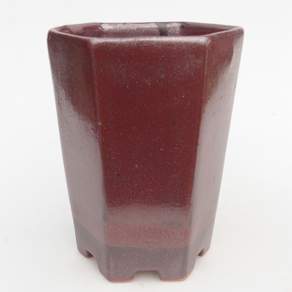 Keramická bonsai miska 12,5 x 11,5 x 16,5 cm, barva vínová