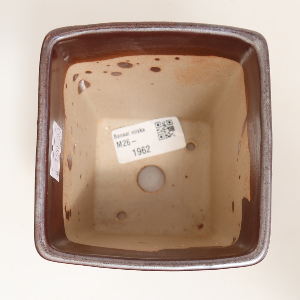 Keramická bonsai miska 9 x 9 x 11 cm, barva kovová