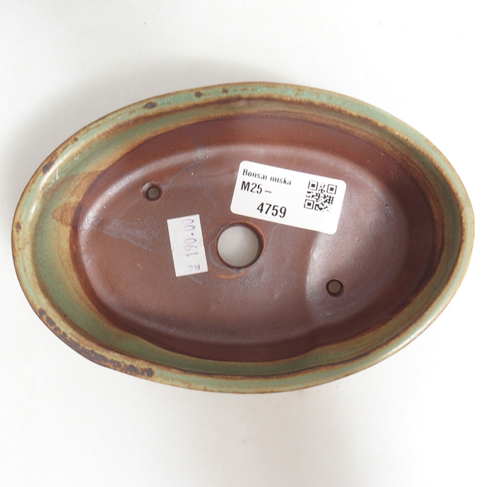 Keramická bonsai miska 15 x 9,5 x 4 cm, barva zelená