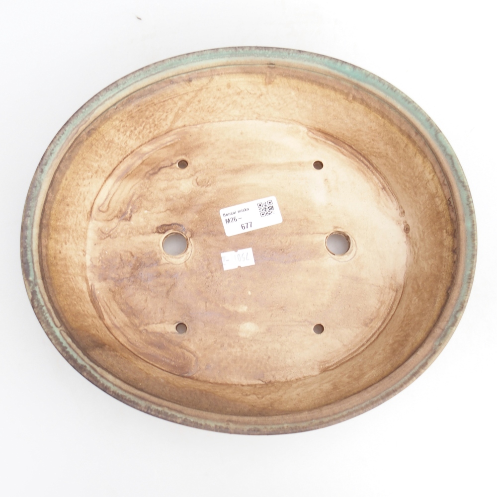 Keramická bonsai miska 28 x 25 x 6 cm, barva zelená