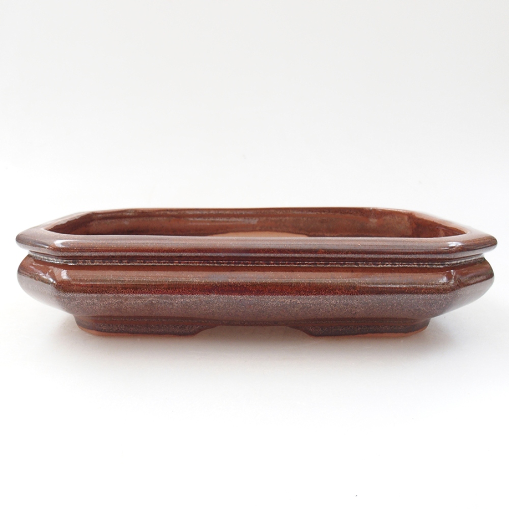 Keramická bonsai miska 19 x 13,5 x 4,5 cm, barva hnědá