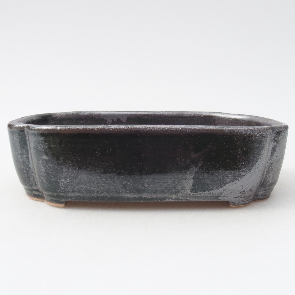 Keramická bonsai miska 16 x 11,5 x 4 cm, barva kovovozelená