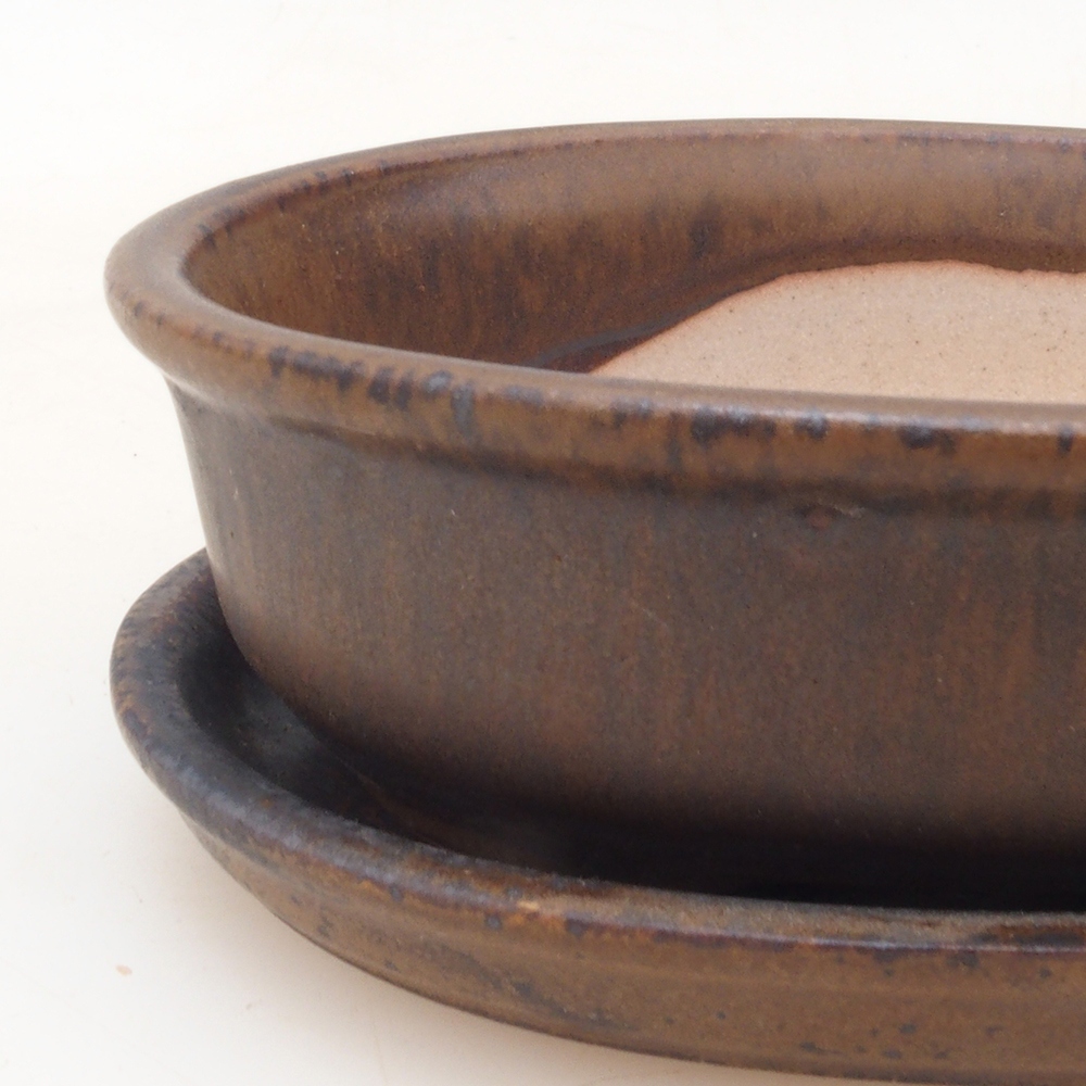Bonsai miska + podmiska H04 - hnědá