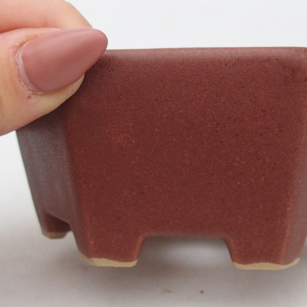 Keramická bonsai miska 10,5 x 9,5  x 5 cm, barva vínová