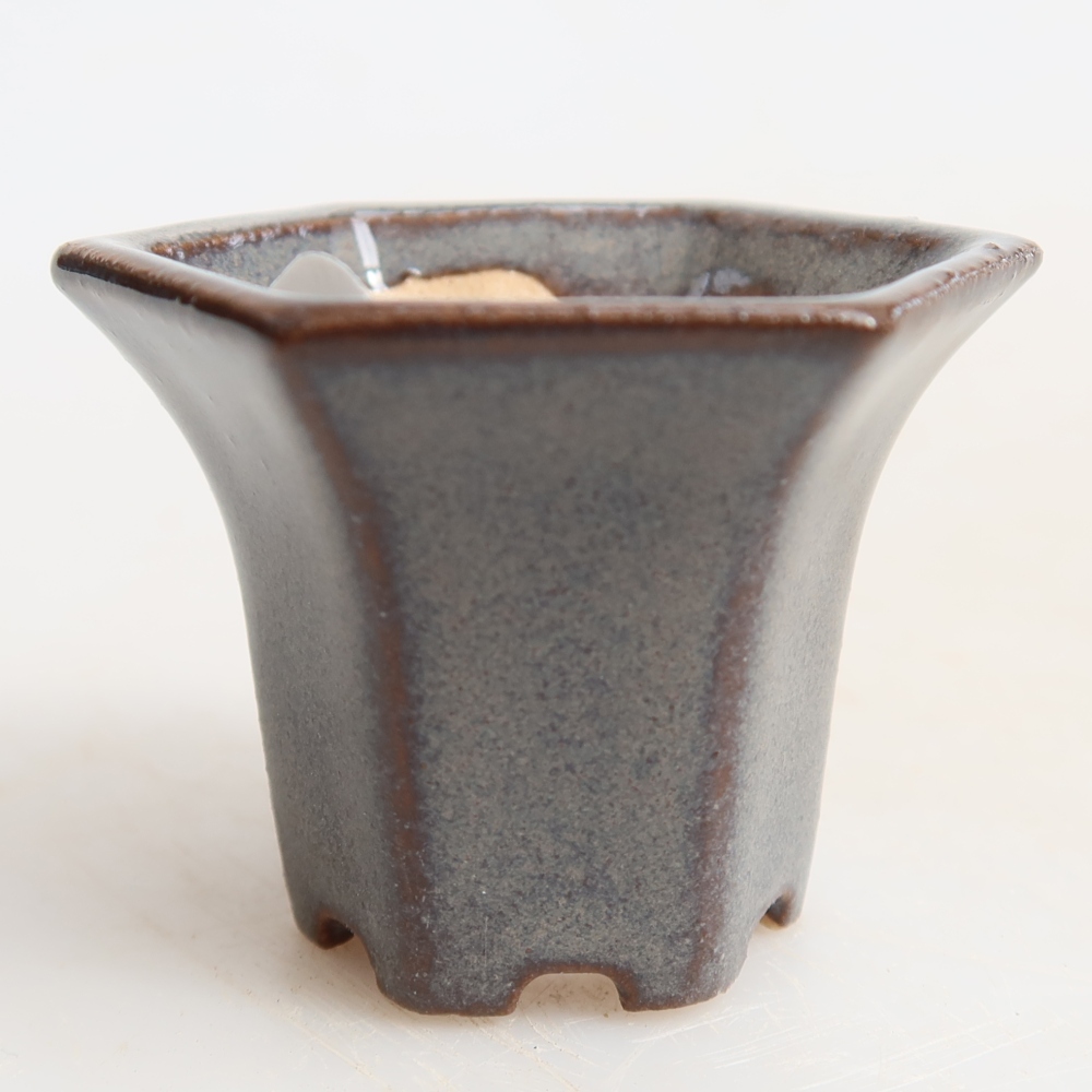 Keramická bonsai miska 4,5 x 4 x 3,5 cm, barva šedá