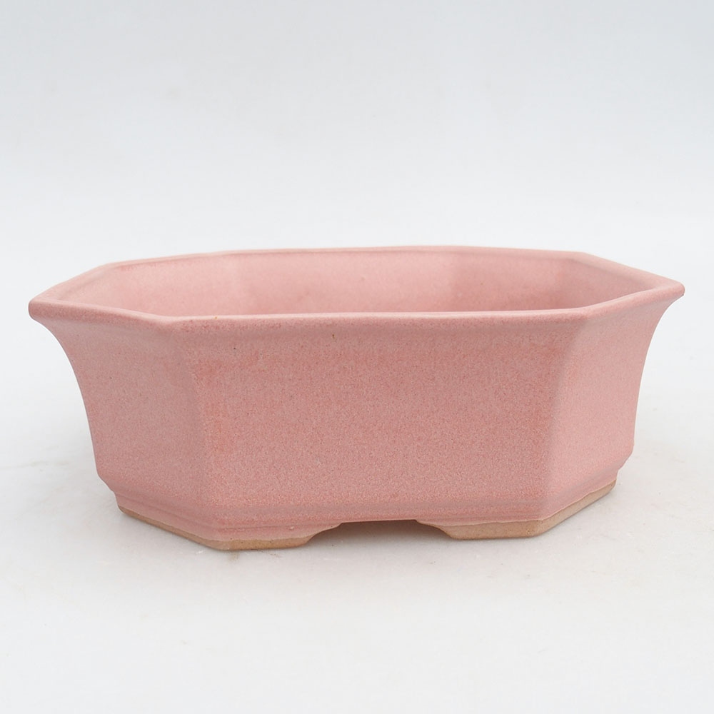 Keramická bonsai miska 17,5 x 17,5 x 6 cm, barva růžová