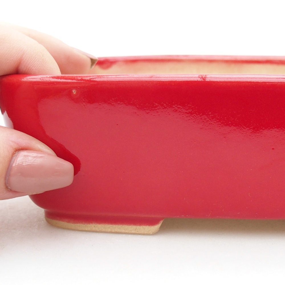 Keramická bonsai miska 15 x 12 x 4,5 cm, barva červená