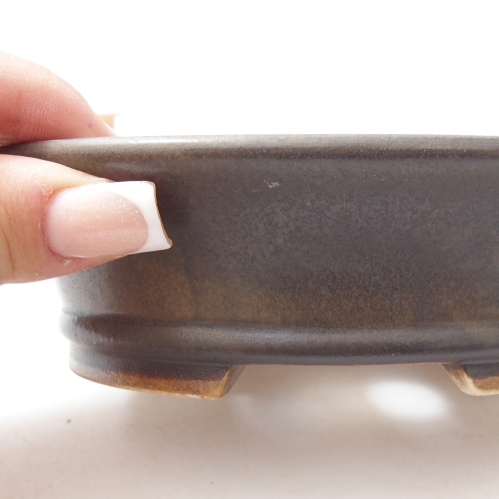 Keramická bonsai miska 14 x 12,5 x 4 cm, barva hnědá