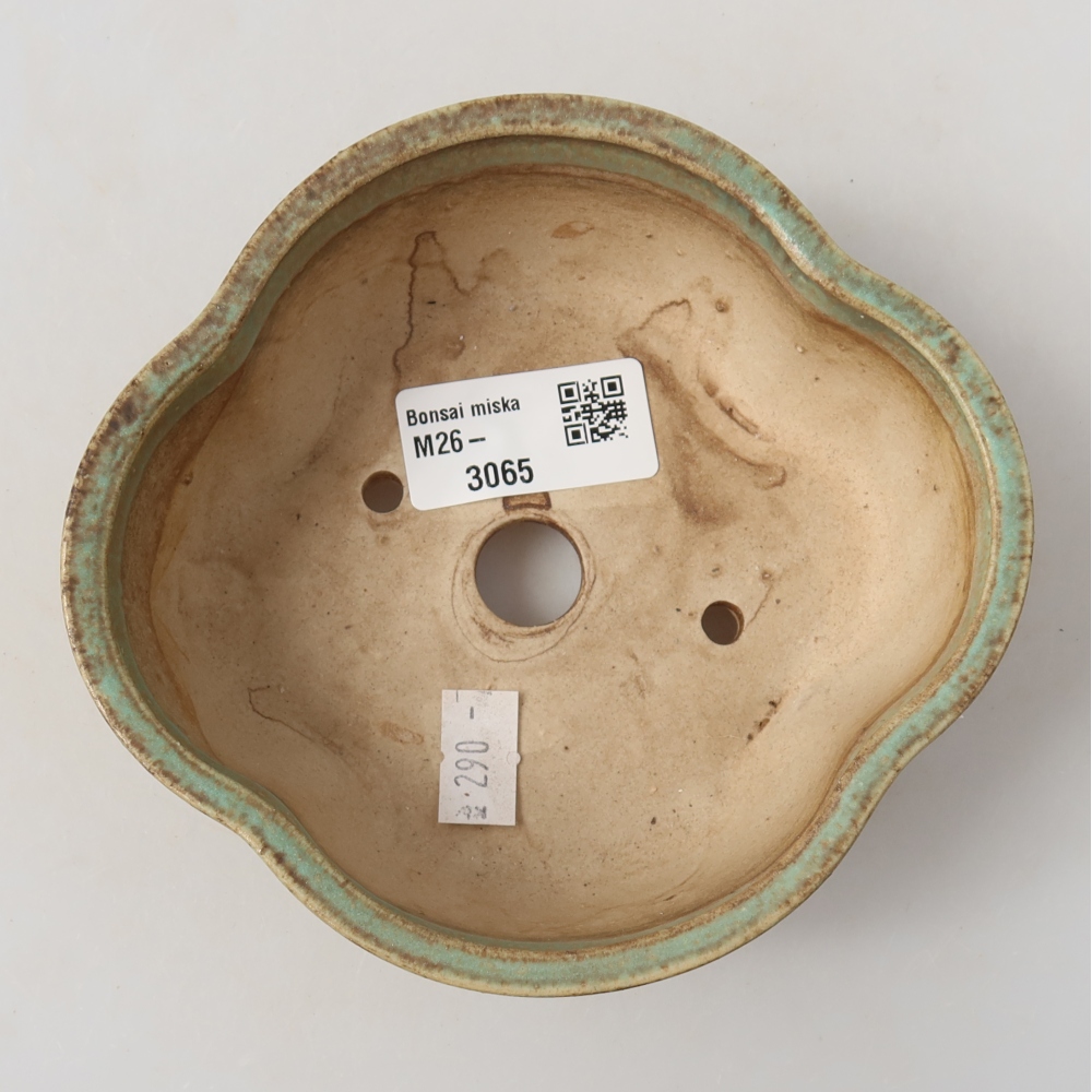 Keramická bonsai miska 13,5 x 12,5 x 5 cm, barva zelená