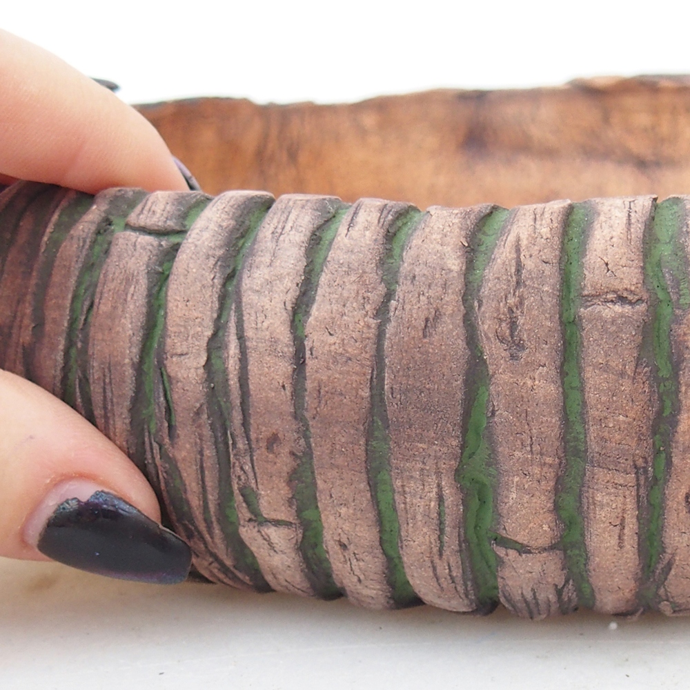 Keramická bonsai miska 20 x 20 x 5 cm, barva zelená