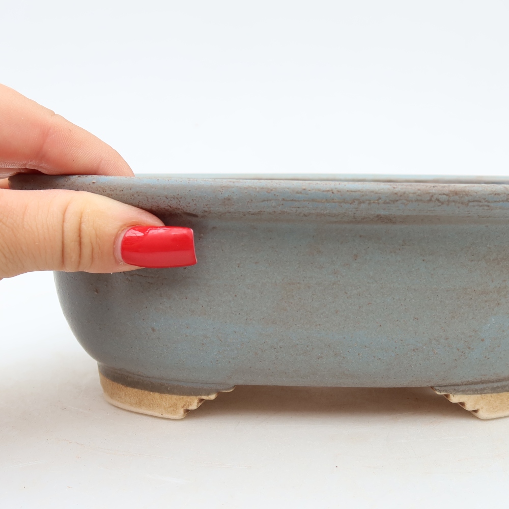 Keramická bonsai miska 20 x 16,5 x 7 cm, barva modrá