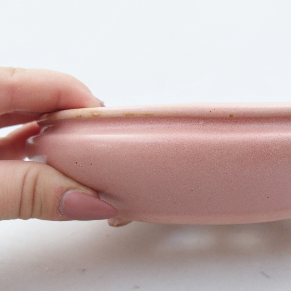 Keramická bonsai miska 15 x 15 x 5 cm, barva růžová