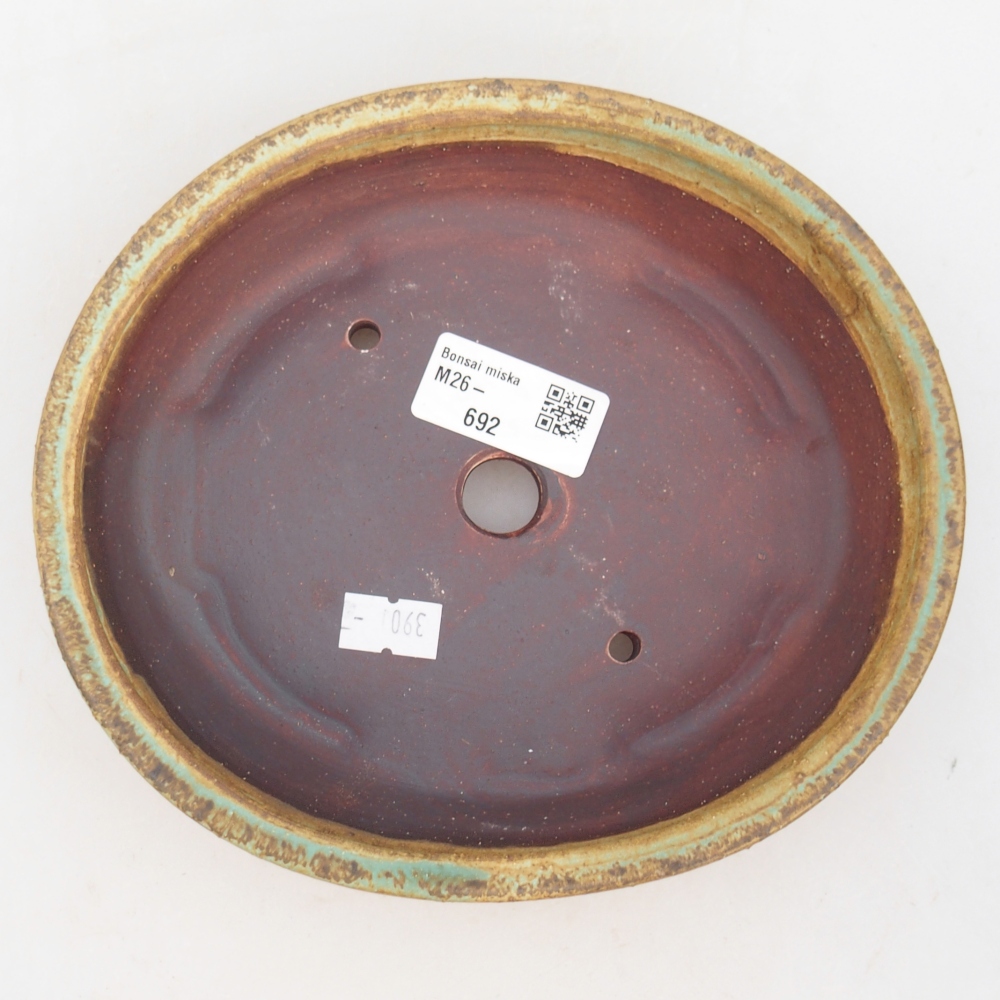 Keramická bonsai miska 18,5 x 16,5 x 4,5 cm, barva zelená