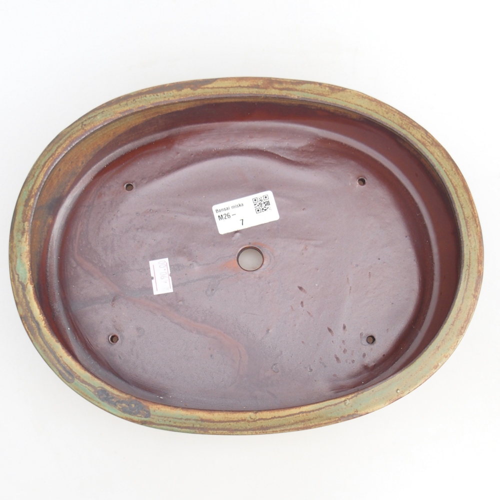 Keramická bonsai miska 27 x 21 x 5,5 cm, barva zelená