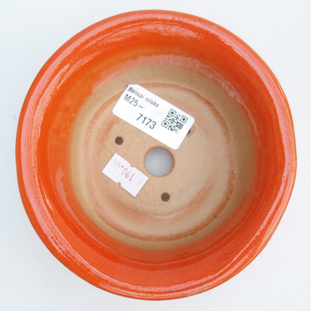 Keramická bonsai miska 13 x 13 x 5 cm, barva oranžová