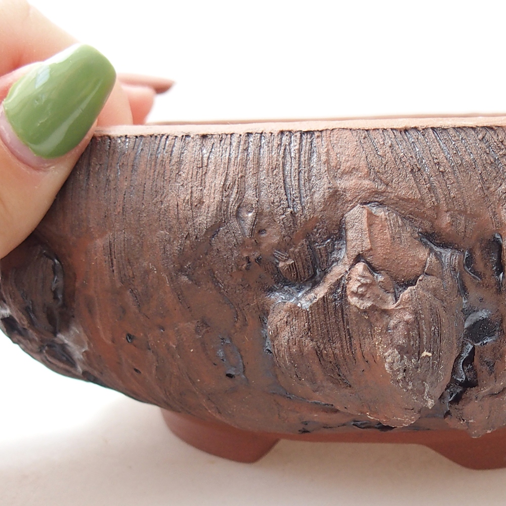 Keramická bonsai miska 15 x 15 x 6 cm, barva hnědá