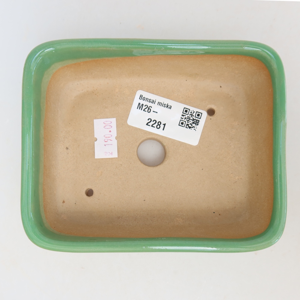 Keramická bonsai miska 12,5 x 9,5 x 4 cm, barva zelená