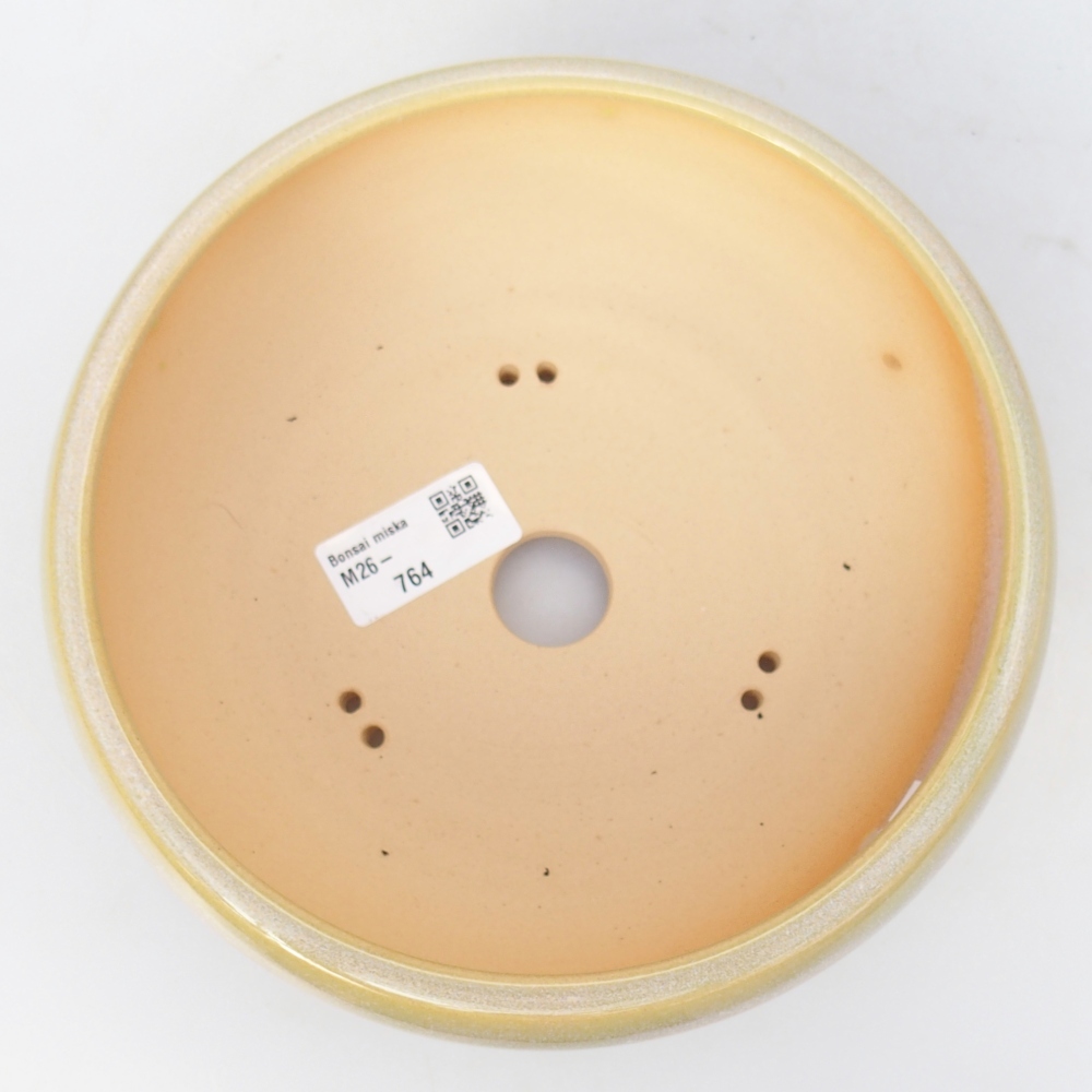 Keramická bonsai miska 18 x 18 x 7 cm, barva žlutozelená