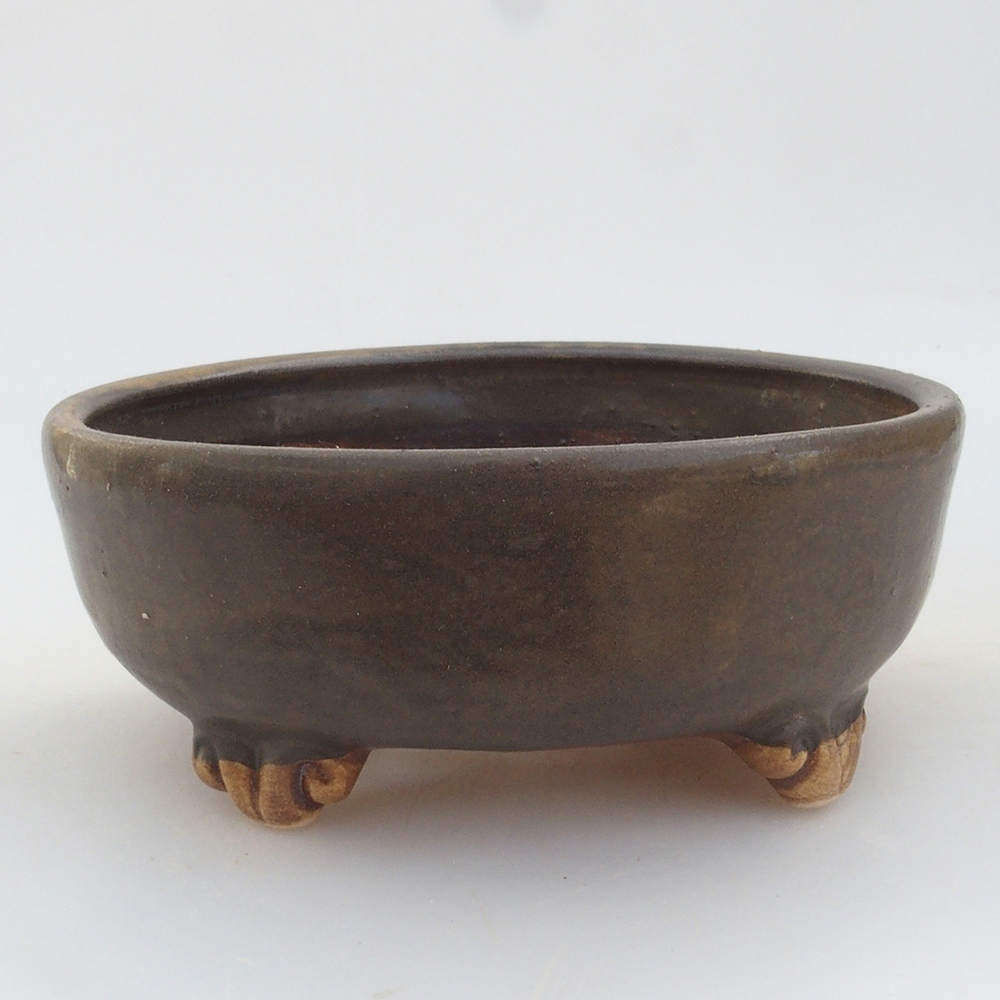 Keramická bonsai miska 10,5 x 10,5 x 4,5 cm, barva hnědá