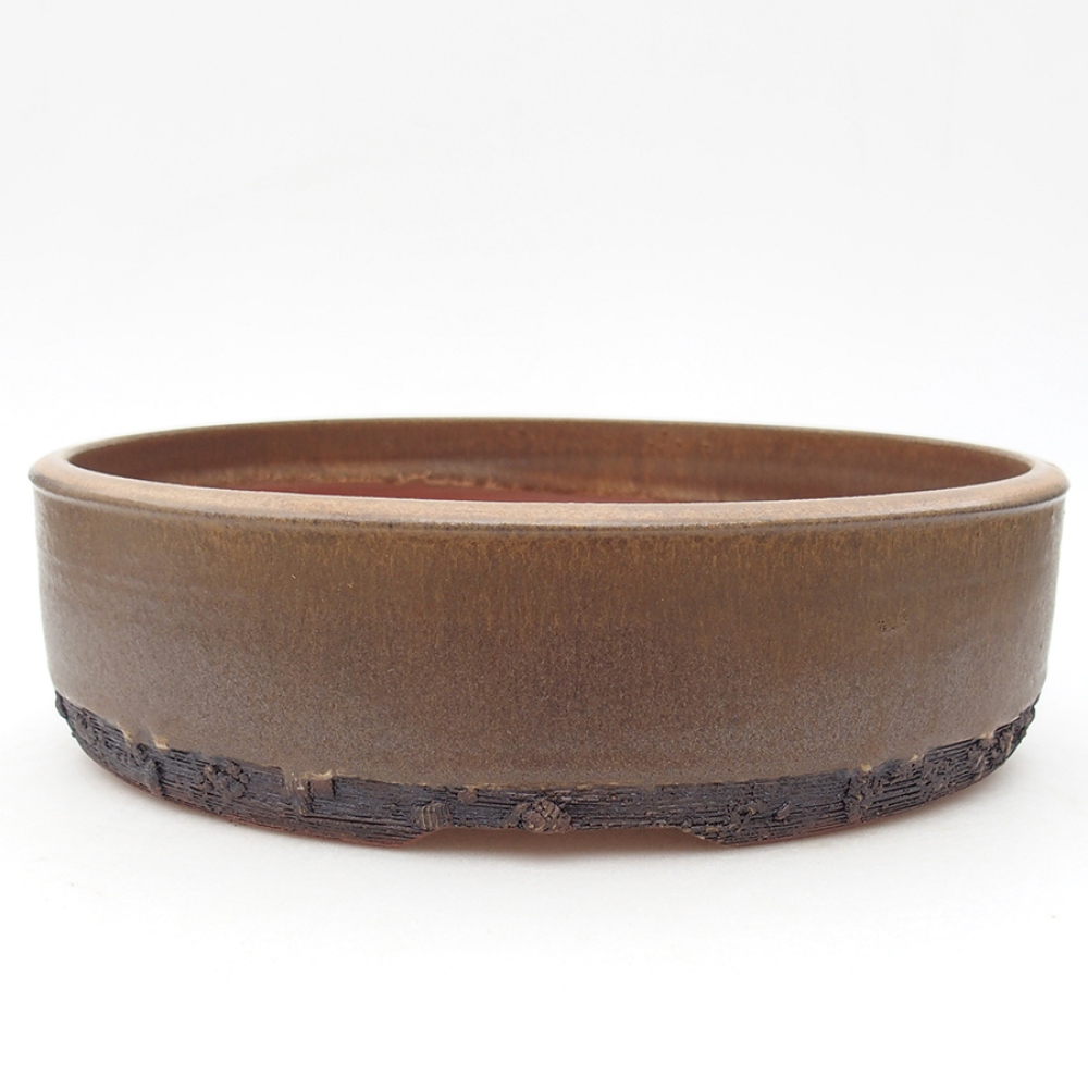 Keramická bonsai miska 24,5 x 24,5 x 6 cm, barva hnědá