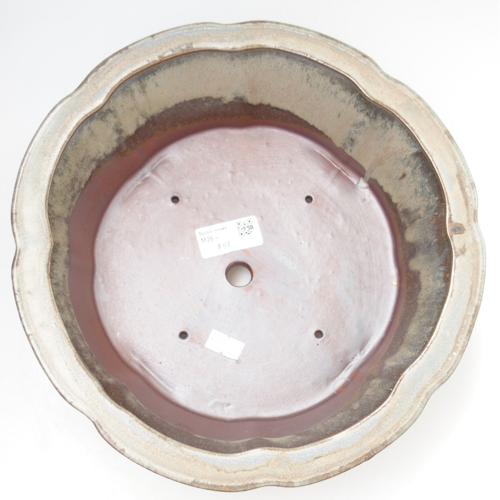 Keramická bonsai miska 26,5 x 26,5 x 8 cm, barva modrošedá