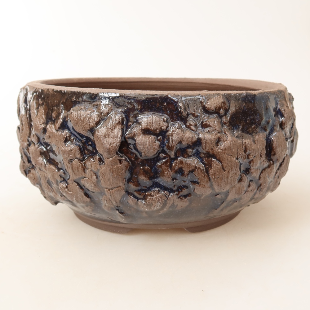 Keramická bonsai miska 16 x 16 x 8 cm, barva hnědá