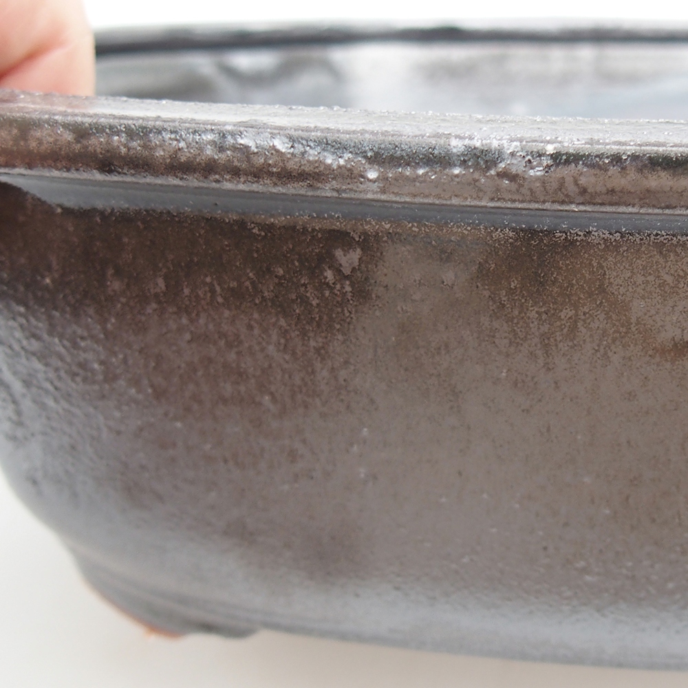 Keramická bonsai miska 24 x 19,5 x 7 cm, barva kovová